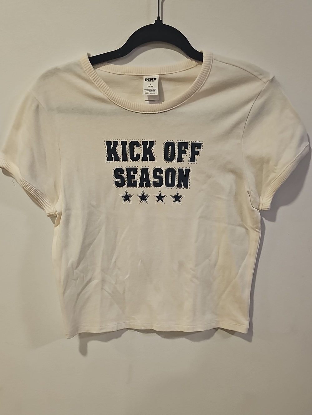 PINK Victoria's Secret Cream 'Kick Off Season' Graphic Tee